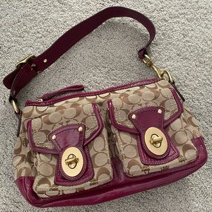 Coach Legacy Tan/Magenta satchel